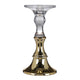 Decorative Candle Holder | 2 Tone Gold & Clear Glass | 9" Tall