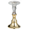 Decorative Candle Holder | 2 Tone Gold & Clear Glass | 9" Tall