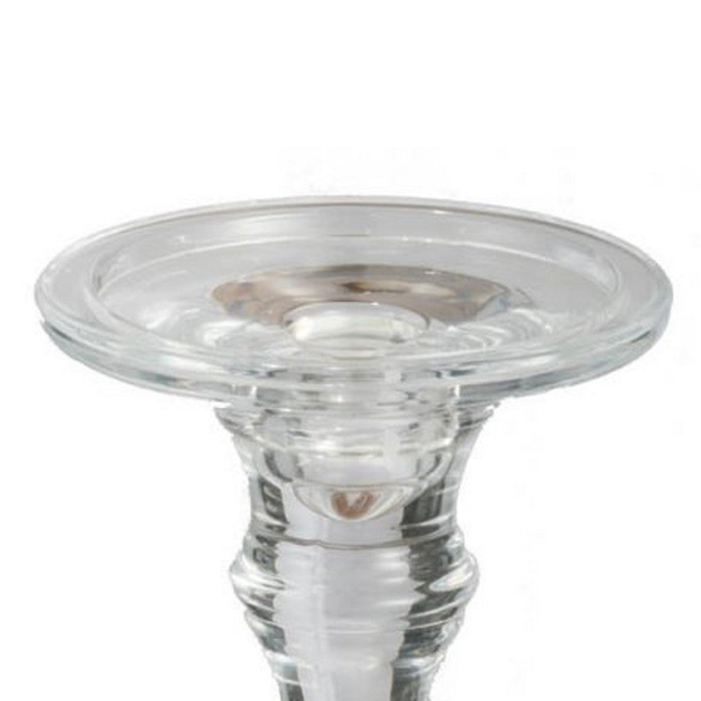 Decorative Candle Holder | 2 Tone Gold & Clear Glass | 9" Tall