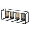 Mev 4 Jar Candle Holder | Brown Gray Glass | 16" Black Iron Frame