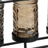 Mev 4 Jar Candle Holder | Brown Gray Glass | 16" Black Iron Frame
