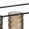 Mev 4 Jar Candle Holder | Brown Gray Glass | 16" Black Iron Frame