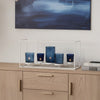 Mev 5 Jar Candle Holder | Blue Glass | 17" Modern White Iron Frame