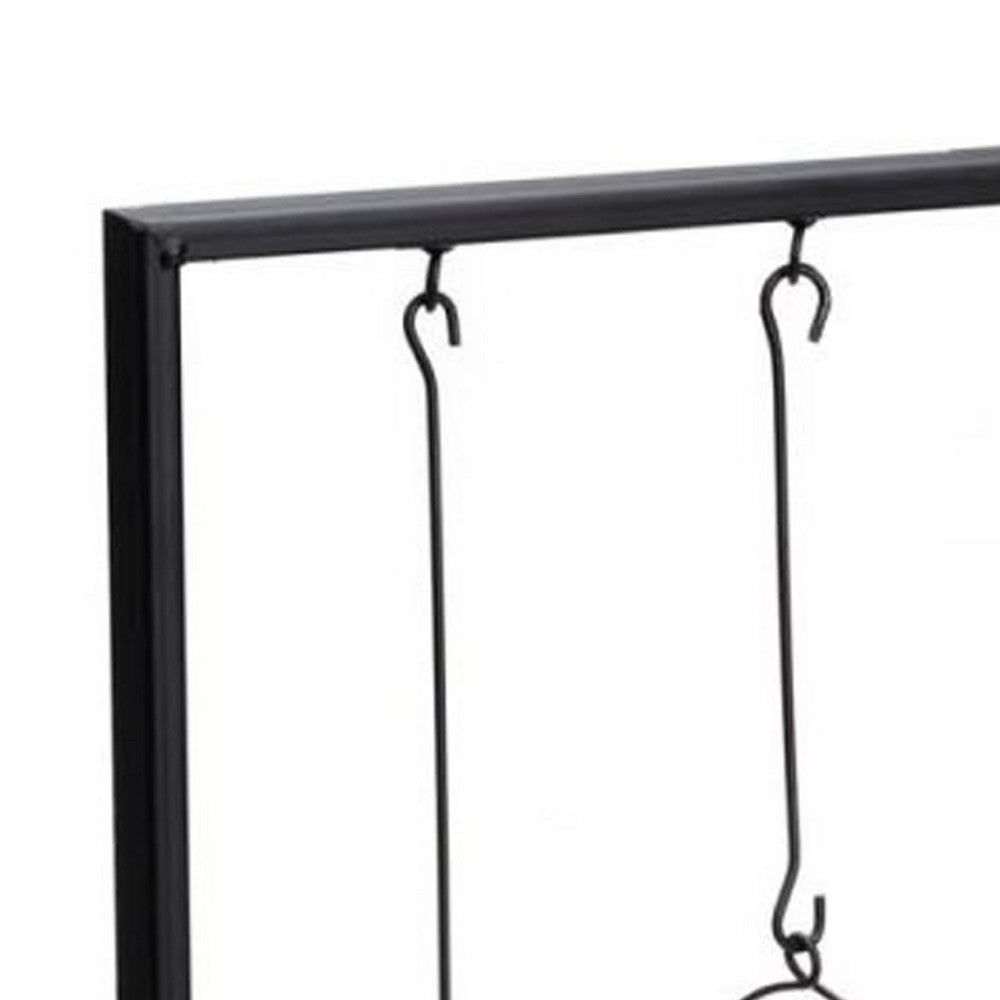 Decorative Candle Holder with 3 Hanging Glass Jars | 21" Matte Black