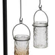 Decorative Candle Holder with 3 Hanging Glass Jars | 21" Matte Black