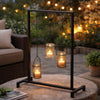 Decorative Candle Holder with 3 Hanging Glass Jars | 21" Matte Black
