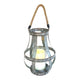 Glass Hurricane Candle Holder Lantern | Rope Handle | 12" Gray