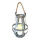 Glass Hurricane Candle Holder Lantern | Rope Handle | 12" Gray