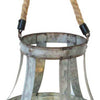 Glass Hurricane Candle Holder Lantern | Rope Handle | 12" Gray