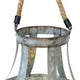 Glass Hurricane Candle Holder Lantern | Rope Handle | 12" Gray