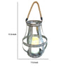 Glass Hurricane Candle Holder Lantern | Rope Handle | 12" Gray