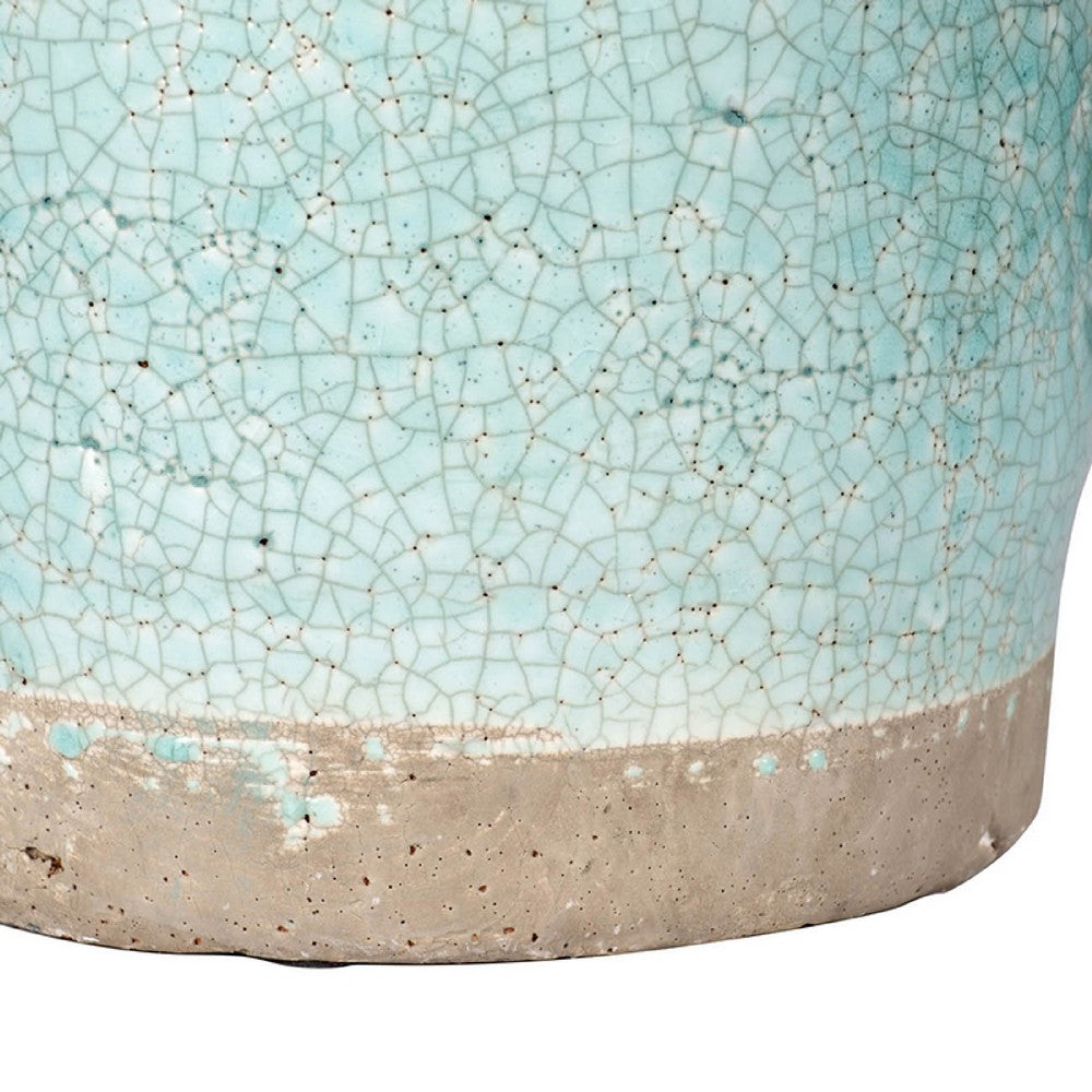 Decorative Vase with Crackle Glaze | 8" Aqua Turquoise Ceramic