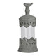 Floating Fleur Glass Jar | 13" Gray Bird Accent | Ornate Cement Lid