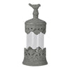 Floating Fleur Glass Jar | 13" Gray Bird Accent | Ornate Cement Lid