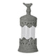 Floating Fleur Glass Jar | 13" Gray Bird Accent | Ornate Cement Lid