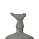 Floating Fleur Glass Jar | 13" Gray Bird Accent | Ornate Cement Lid