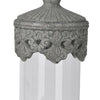 Floating Fleur Glass Jar | 13" Gray Bird Accent | Ornate Cement Lid