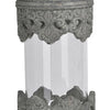 Floating Fleur Glass Jar | 13" Gray Bird Accent | Ornate Cement Lid