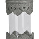 Floating Fleur Glass Jar | 13" Gray Bird Accent | Ornate Cement Lid
