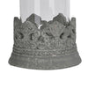 Floating Fleur Glass Jar | 13" Gray Bird Accent | Ornate Cement Lid
