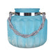 Fsy Decorative Vase | Silver Handle | Light Blue Frosted Glass | 8"