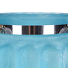 Fsy Decorative Vase | Silver Handle | Light Blue Frosted Glass | 8"