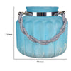 Fsy Decorative Vase | Silver Handle | Light Blue Frosted Glass | 8"