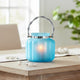 Fsy Decorative Vase | Silver Handle | Light Blue Frosted Glass | 8"