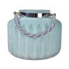 Fsy Decorative Vase | Silver Handle | Light Blue Frosted Glass | 10"