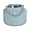 Fsy Decorative Vase | Silver Handle | Light Blue Frosted Glass | 10"