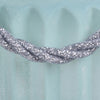 Fsy Decorative Vase | Silver Handle | Light Blue Frosted Glass | 10"