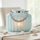 Fsy Decorative Vase | Silver Handle | Light Blue Frosted Glass | 10"