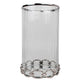 Vintage Candle Holder | Clear Glass Hurricane | 18" Silver Accent Rim