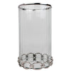 Vintage Candle Holder | Clear Glass Hurricane | 18" Silver Accent Rim