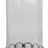 Vintage Candle Holder | Clear Glass Hurricane | 18" Silver Accent Rim