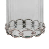 Vintage Candle Holder | Clear Glass Hurricane | 18" Silver Accent Rim
