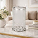 Vintage Candle Holder | Clear Glass Hurricane | 18" Silver Accent Rim