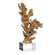 Coral Accent Tabletop Sculpture | Clear Glass Base | 13" Gold Resin
