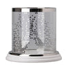 Gsy Decorative Candle Holder | Silver & White Patchwork | 7" Glass