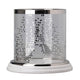 Gsy Decorative Candle Holder | Silver & White Patchwork | 7" Glass