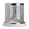 Gsy Decorative Candle Holder | Silver & White Patchwork | 7" Glass