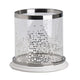 Gsy Decorative Candle Holder | Silver & White Patchwork | 7" Glass