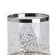 Gsy Decorative Candle Holder | Silver & White Patchwork | 7" Glass