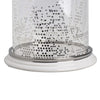 Gsy Decorative Candle Holder | Silver & White Patchwork | 7" Glass