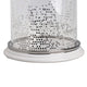 Gsy Decorative Candle Holder | Silver & White Patchwork | 7" Glass