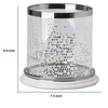 Gsy Decorative Candle Holder | Silver & White Patchwork | 7" Glass