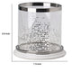 Gsy Decorative Candle Holder | Silver & White Patchwork | 7" Glass