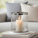 Gsy Decorative Candle Holder | Silver & White Patchwork | 7" Glass