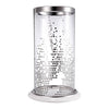Gsy Decorative Candle Holder | Silver & White Patchwork | 12" Glass