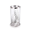 Gsy Decorative Candle Holder | Silver & White Patchwork | 12" Glass